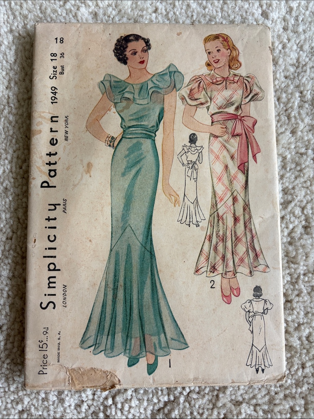 Simplicity vintage Ruffled Maxi Dress Pattern, 36-inch bust